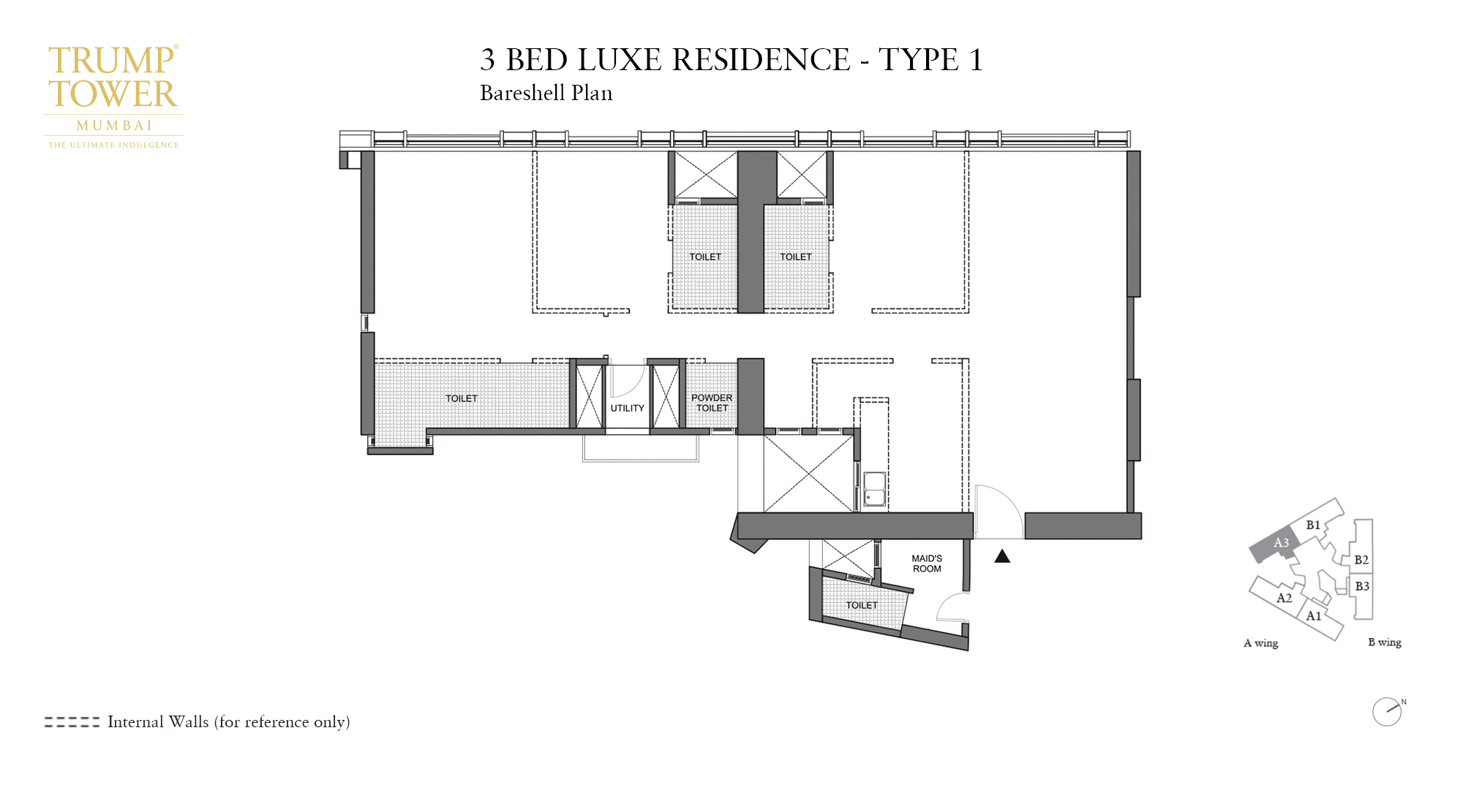 Lodha Trump Towers, Worli - Unit Plan of 4 BHK flats in Worli (Residence Barshell Type 1)