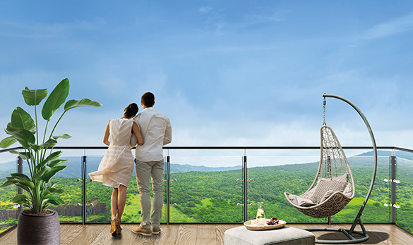 Lodha Western Suburbs, Mumbai – High-rise balcony with greenery, reflecting premium urban living.